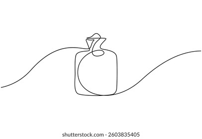 Single continuous line drawing of Hot Water Bag. Equipment for doctor examining patient heart beat condition