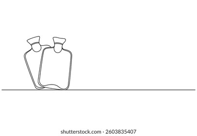 Single continuous line drawing of Hot Water Bag. Equipment for doctor examining patient heart beat condition