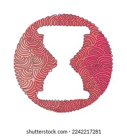 Single continuous line drawing hourglass flat icon. Outline symbol for website, mobile app. Sand watch thin line signs for design logo. Swirl curl circle background style. One line draw graphic vector
