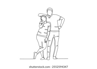 Dibujo de una sola línea continua de la pareja besándose cubierta de símbolos de amor. Ilustración vectorial gráfica dinámica de diseño de dibujo de línea única.