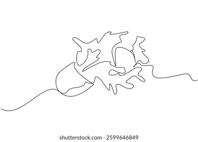 Single continuous line drawing kiwi cut into 2 parts and the bottom part splashes juice. Fruit with a refreshing combination of sweet and sour. Fresh. Juice Splash. One line design vector illustration
