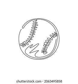 Logo del símbolo de la pelota de béisbol de una sola línea de dibujo continua. Decoración para tarjetas de felicitación, carteles, parches, huellas para ropa, emblemas. ilustración vectorial de diseño gráfico de una línea dinámica