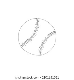 Single continuous line drawing leather baseball ball symbol logo. Decoration for posters, patches, prints for clothes, emblems. One line draw vector illustration.
