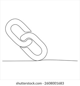 Single continuous line drawing link or hyperlink chain symbol isolated illustration