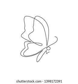 Single continuous line drawing of luxury butterfly for corporation logo identity. Beauty salon and healthcare company icon concept from animal shape. One line draw vector graphic design illustration