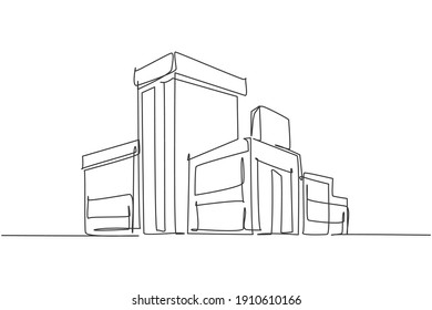 Single continuous line drawing luxury big modern house at city  Home architectural building isolated minimalism concept  Dynamic one line draw graphic design vector illustration white background