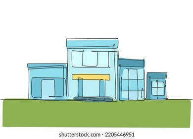 Single continuous line drawing of luxury house construction building. Home architectural isolated minimalism concept. Dynamic one line draw graphic design vector illustration on white background