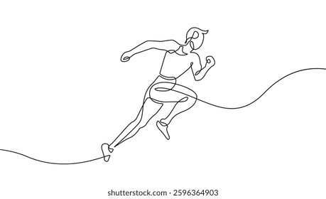 Single Continuous Line Drawing of Male Runner. Simple Modern Linear Drawing of Sport Concept. Male Running Minimalism Style One Line Vector Illustration for Trendy Sport Design. Not AI