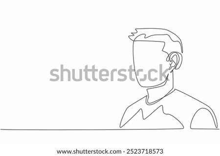 Single continuous line drawing man using hearing aid. Bad habits repeat themselves. Taking advantage of technological advances. Amplify sound. World Hearing Day. One line design vector illustration
