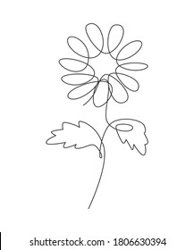 Single continuous line drawing minimalist beauty sunflower. Floral concept for posters, wall art, tote bag, mobile case, t-shirt print. Trendy one line draw design vector graphic illustration