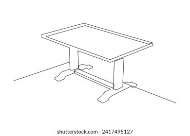 Single continuous line drawing of minimalist dining table . Living room couch home appliance concept. Modern one line draw design graphic vector illustration