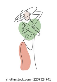 Single continuous line drawing of minimalistic pretty sexy abstract body woman for cosmetic, t-shirt, fashion. Beauty female portrait concept. Trendy one line draw design vector graphic illustration