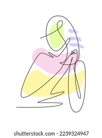 Single continuous line drawing of minimalistic pretty sexy abstract body woman for cosmetic, t-shirt, fashion. Beauty female portrait concept. Trendy one line draw design vector graphic illustration