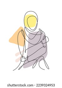 Dibujo de una línea continua minimalista bastante sexy mujer corporal abstracta para cosmética, camiseta, moda. Concepto de retrato femenino de belleza. Ilustración gráfica del vector de diseño de una línea de moda