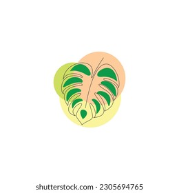 dibujo de línea continua única de la hoja de planta de monstera