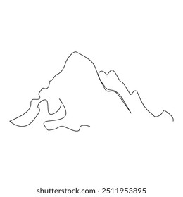 Ilustración de Arte vectorial de contorno de montañas de dibujo de línea continua única
Cordillera continua Línea simple 
Vector de arte de línea simple de montañas con línea negra