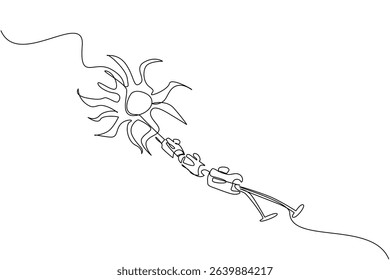 Single continuous line drawing multiple sclerosis nerves. Autoimmune disease disorders. Attacks healthy nerve cells. Symptom. Sick. World Multiple Sclerosis Day. One line design vector illustration