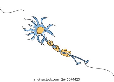 Linha contínua única desenhando nervos de esclerose múltipla. Doenças autoimunes. Ataca células nervosas saudáveis. Sintoma. Doente. Dia Mundial da Esclerose Múltipla. Ilustração de vetor de design de uma linha