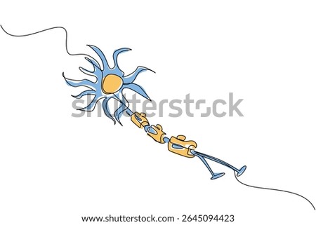 Single continuous line drawing multiple sclerosis nerves. Autoimmune disease disorders. Attacks healthy nerve cells. Symptom. Sick. World Multiple Sclerosis Day. One line design vector illustration