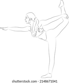 Single continuous line drawing muscular woman doing gymnastics. sporty woman. Outline hand drawn Sport, training women. Workout
