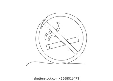 Single continuous line drawing of no smoking symbol.One line draw graphic design vector illustration