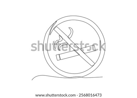 Single continuous line drawing of no smoking symbol.One line draw graphic design vector illustration