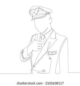 Single continuous line drawing, a official clothes of pilot. Minimalism and Trendy work clothes concept one line draw graphic design vector illustration. 