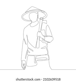 Single continuous line drawing, a official clothes of farmer go to field. Minimalism and Trendy work clothes concept one line draw graphic design vector illustration. 