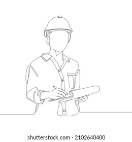 Dibujo de una sola línea continua, ropa oficial del empleado del contratista. Minimalismo y ropa de trabajo de moda concepto de una línea dibujar diseño gráfico ilustración vectorial. 