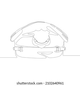 Single continuous line drawing, a official clothes of security caps. Minimalism and Trendy work clothes concept one line draw graphic design vector illustration. 