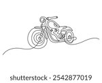 Single continuous line drawing of old classic vintage motorcycle symbol. Retro motorcycle transport concept. Vector illustration