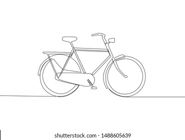 Single continuous line drawing of old classic roadster bicycle. Vintage bike concept. One line draw design vector illustration