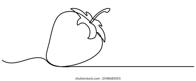  Desenho de linha contínua única de morango orgânico para ícone de fruta fruta fruta fruta fresco conceito de fruição, ilustração vetorial com desenho de linha contínua Morangos, desenho de linha contínua única