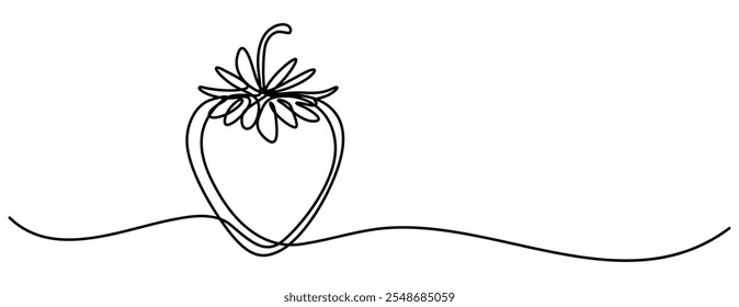  Dibujo de línea continuo simple de fresa orgánica para el concepto de fruta de frutas frescas, Ilustración vectorial con dibujo de línea continua Fresas, Dibujo de línea continua simple