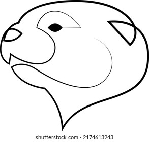 Single continuous line drawing of otter for logo identity. Otter animal mascot concept. One line draw design vector graphic illustration.