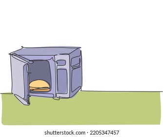 Dibujo de una sola línea continua de hornillos microondas utensilios domésticos. Concepto de electrodomésticos. Ilustración vectorial gráfica de diseño de dibujo de una línea moderna