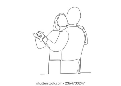 Single continuous line drawing a pair of grandparents dancing
