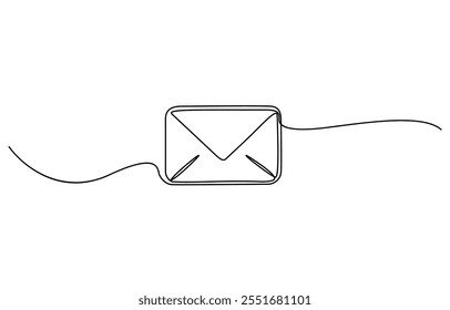 Single continuous line drawing of a paper envelope .   Concept of e-mail messages, sending an information bill . Vector Editable Illustration, Continuous line drawing of an envelope.