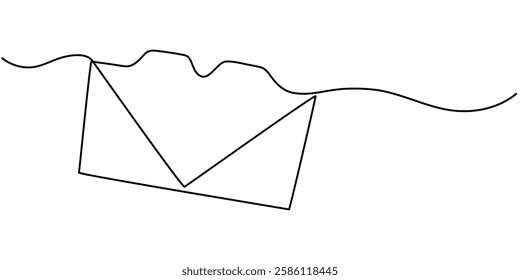 Single continuous line drawing of a paper envelope . Concept of e-mail messages, sending an information bill . Vector Editable Illustration, Continuous line drawing of letter with paper. Mail icon.