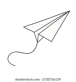 Un único dibujo de línea continua de un avión de papel, elegante y fluido.