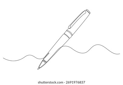 single continuous line drawing of pen Pencil symbol of study and education concept ,Continuous one line drawing of pen. One line drawing illustration of ballpoint,Continuous line art drawing of a pen