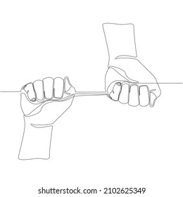 Single continuous line drawing, a person solve problem together. Minimalism and Trendy teamwork concept one line draw graphic design vector illustration. 