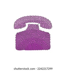 Single continuous line drawing phone flat icon. Single high quality outline symbol for web design or mobile app. Phone thin line signs for design logo. Swirl curl style. One line draw graphic vector