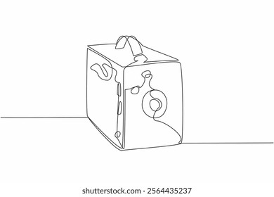 Single continuous line drawing pinhole camera. With a strap made of genuine leather. Adds a classic and elegant impression. Vintage. World Pinhole Photography Day. One line design vector illustration