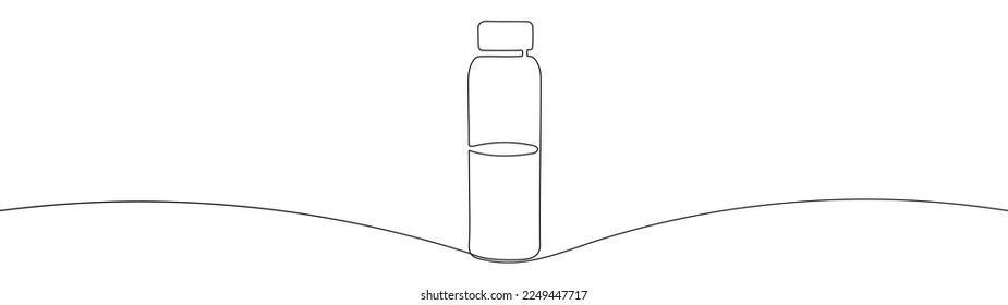 Single continuous line drawing plastic bottle on white background. Plastic problem and failure or disposal. One line draw design vector illustration. watter bottle