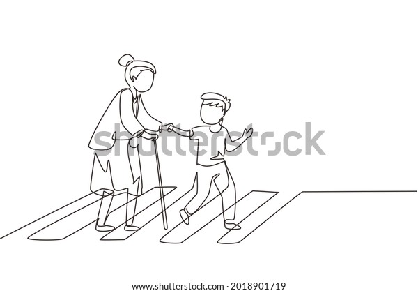 Single Continuous Line Drawing Polite Boy Stock Vector (Royalty Free ...