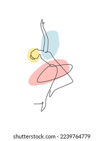 Einzelne fortlaufende Linie Zeichnung hübsch Ballerina in Balletttonstil. Beauty sexy Dancer Concept Logo, Minimalist Poster Print Art. Trendly One Line Ziehe Design Vektorgrafik