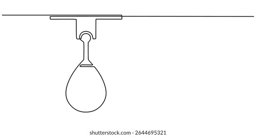 Single continuous line drawing punching bag for boxing gear logo. Boxing equipment for training at indoor gym. Boxer punch practice for match, Punchbag continuous one line drawing. Heavy bag single. 