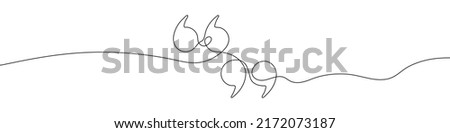 Single continuous line drawing of a quote mark. One continuous line of a quote mark drawing. Vector illustration. Quote linear design