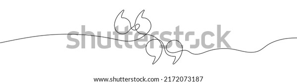 Single continuous line drawing of a quote mark.\
One continuous line of a quote mark drawing. Vector illustration.\
Quote linear design
